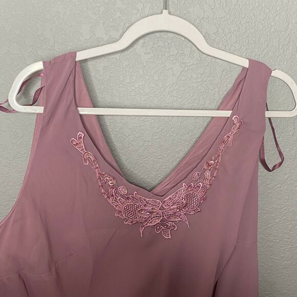 Roaman's Pink Sequin Handkerchief Hem Jacket Dress Set Size 18W - Picture 8 of 10